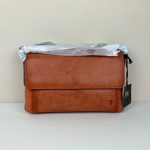 Frye Reed Flap Leather Crossbody Bag Wristlet BURNT ORANGE